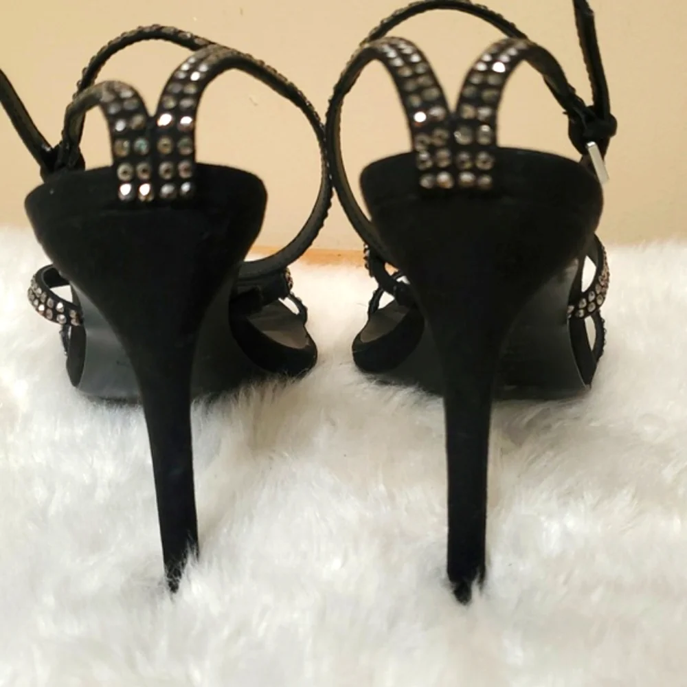 Topshop Elegant Black Rhinestone Studded Heels EU Size 27/ US 6.5